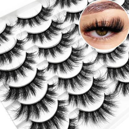 Yasnai Cat Eye Lashes False Eyelashes Fluffy Volume Lashes Wispy Fake Lashes Natural Eyelashes 14 Pairs Pack 9D