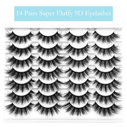 Yasnai Cat Eye Lashes False Eyelashes Fluffy Volume Lashes Wispy Fake Lashes Natural Eyelashes 14 Pairs Pack 9D