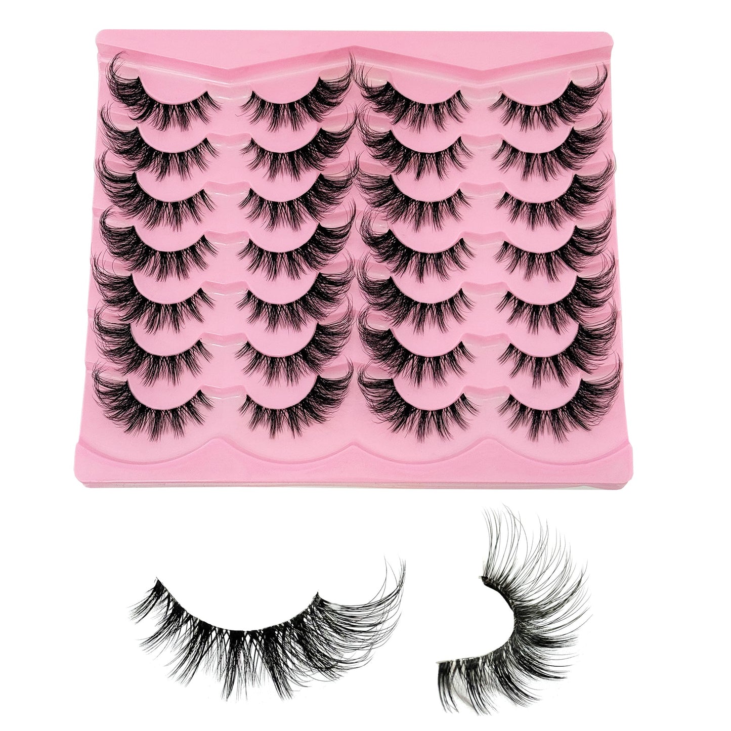 Yasnai Cat Eye Lashes False Eyelashes Volume Lashes Wispy Fake Lashes Natural Eyelashes Clear Band 14 Pairs Pack 9D