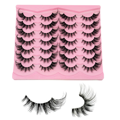 Yasnai Cat Eye Lashes False Eyelashes Volume Lashes Wispy Fake Lashes Natural Eyelashes Clear Band 14 Pairs Pack 9D