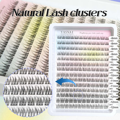 Lash Clusters Yasnai Wispy Individual C Curl Lash Extensions Natural Cluster Lashes 8-12MM 168pcs DIY Eyelash Extension Eyelash Clusters DIY at Home