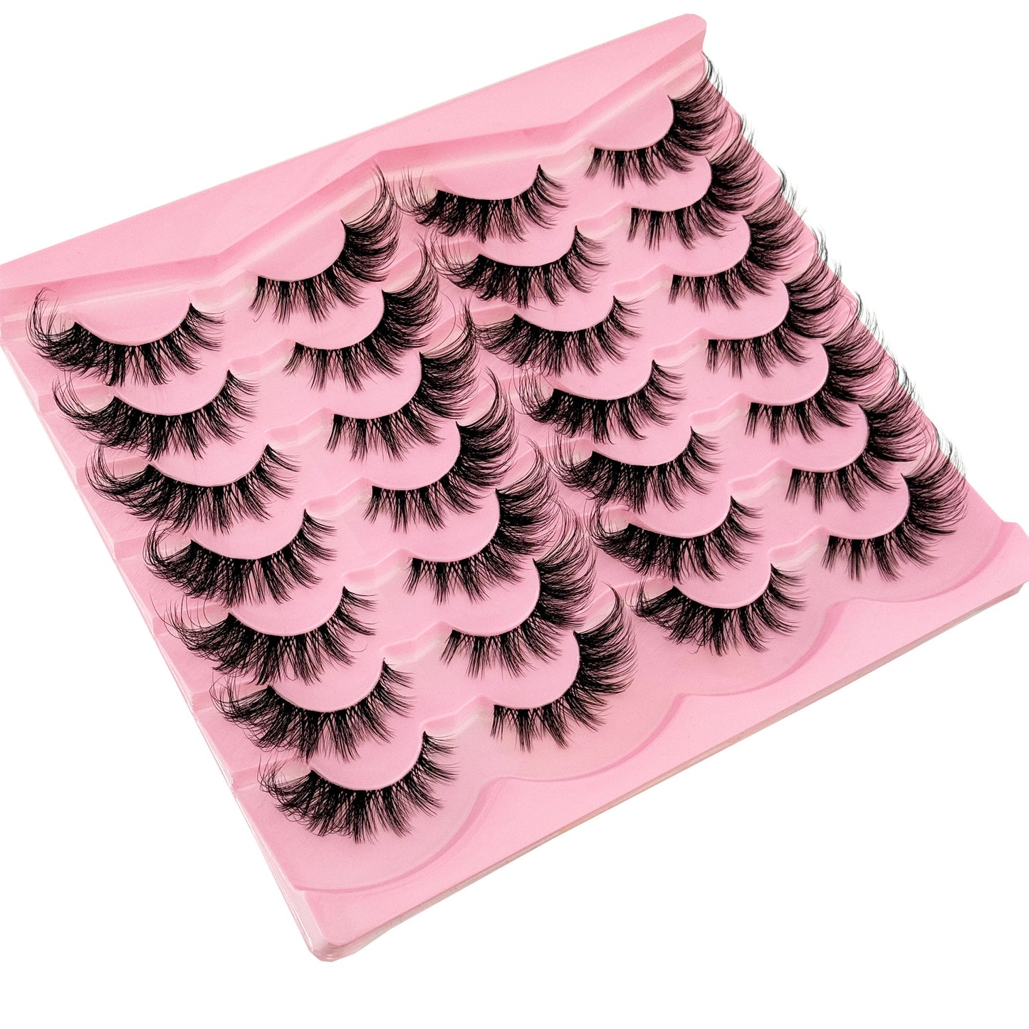 Yasnai Cat Eye Lashes False Eyelashes Volume Lashes Wispy Fake Lashes Natural Eyelashes Clear Band 14 Pairs Pack 9D