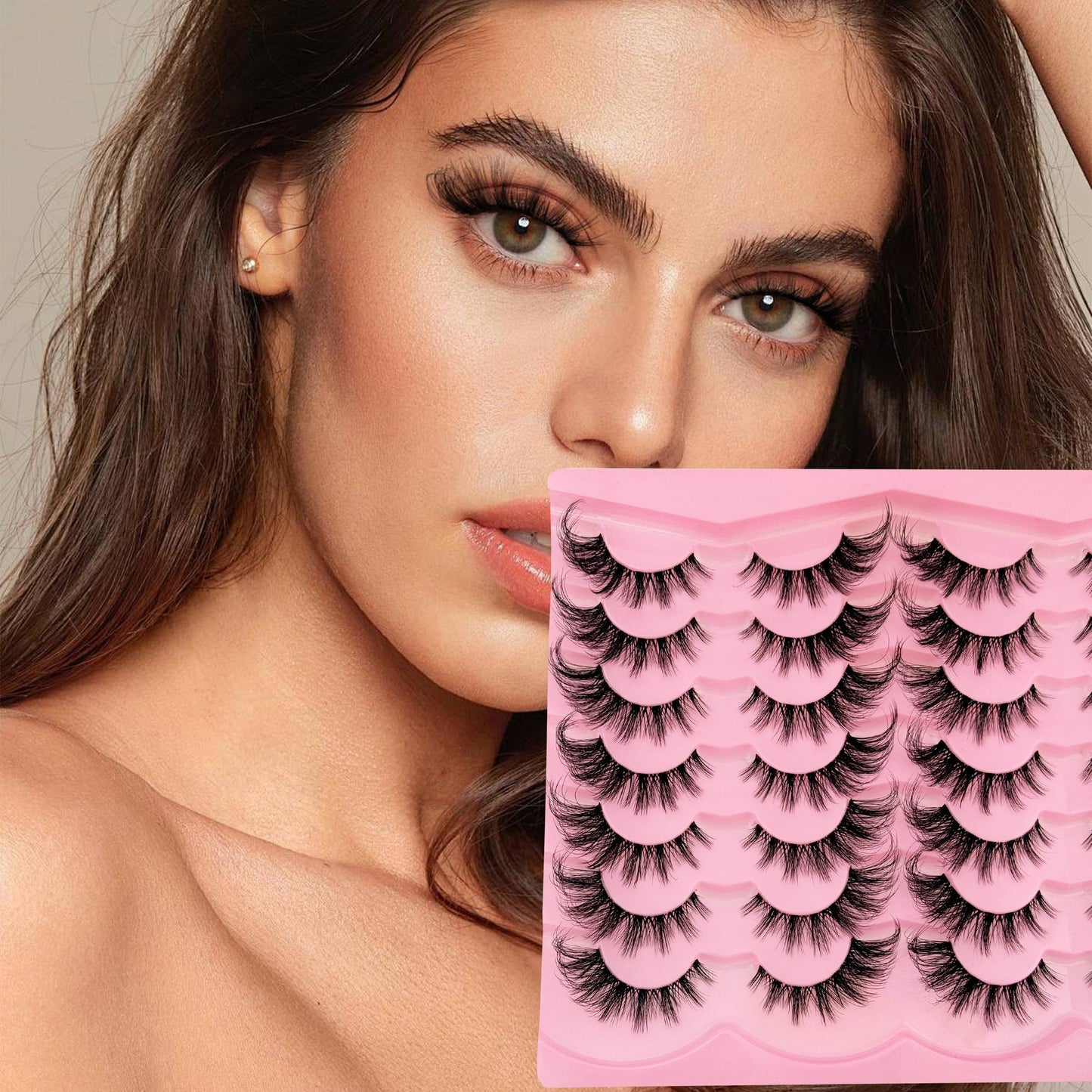 Yasnai Cat Eye Lashes False Eyelashes Volume Lashes Wispy Fake Lashes Natural Eyelashes Clear Band 14 Pairs Pack 9D