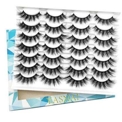 Yasnai Cat Eye Lashes False Eyelashes Fluffy Volume Lashes Wispy Fake Lashes Natural Eyelashes 14 Pairs Pack 9D