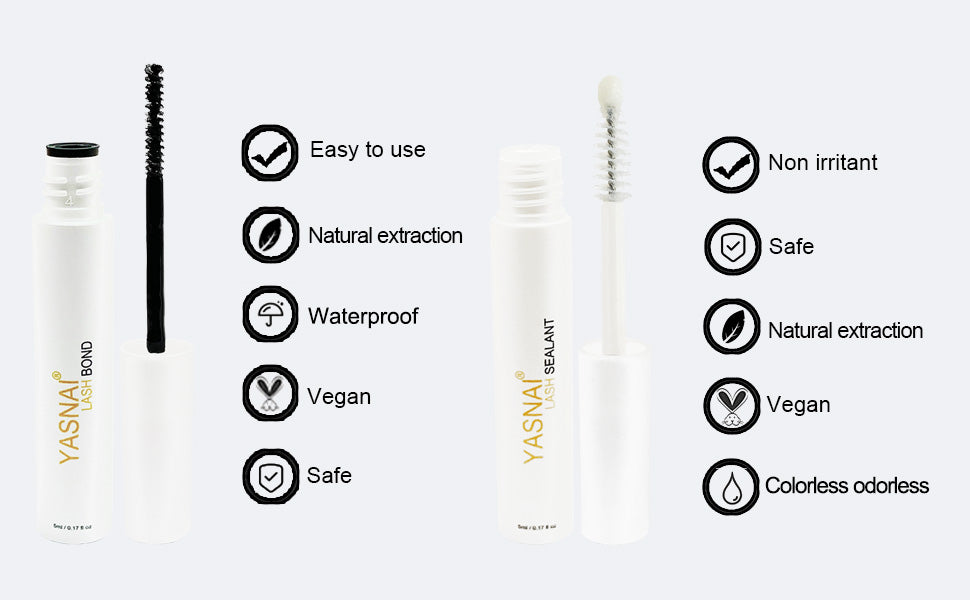 Lash Bond and Seal and Remover YASNAI Cluster Lash Glue, Eyelash Bond and Seal DIY Lash Extensions at Home, Hold 5 Days Long Lasting Lash Bond and Seal Waterproof